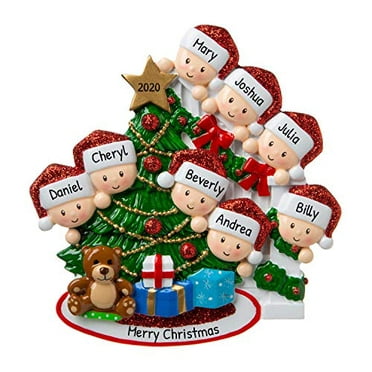 Free Customization Personalized White Mantle Family of 2 Christmas Tree Ornament 2021 Cozy Garnish Glitter Holiday Couple Together Sibling Friend Winter Activity Grand-Child Kid Tradition Year 